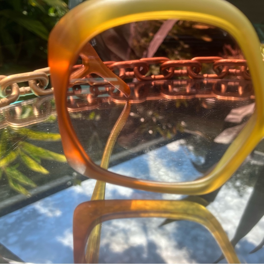 VNTG CHRISTIAN DIOR Rare Oversized Gradient Ombre Matte Yellow/Brown Sunglasses - Picture 4 of 5